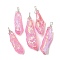 Electroplated Raw Rough Natural Quartz Crystal Big Pendants, Nuggets Charms with Copper Wire Loops, Silver, Pearl Pink, 40~48x13~23x10~20mm, Hole: 4.5~5mm