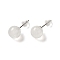 Natural Quartz Crystal Stud Earrings, with Alloy Pins, Round, 20.5x8mm