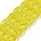 Transparent Glass Beads Strands, Faceted, Teardrop, Yellow, 5~6x4mm, Hole: 0.9mm, about 65~67pcs/strand, 15.35~16.14 inch(39~41cm)