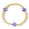 Summer Vacation Style Brass and Cross Shell Bead Bracelet for Women, Purple, Golden, 6-7/8 inch(17.5cm)