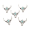 Synthetic Turquoise Pendants, with Alloy Findings, Cattle Head Charms, Antique Silver, 35.5x37.5x7.5mm, Hole: 2.8mm