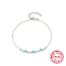 Simple S925 Sterling Silver with Synthesis Turquoise Link Bracelets for Women, Silver, 6-3/4 inch(17cm)