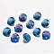 Faceted Glass Rhinestone Charms, Imitation Austrian Crystal, Flat Round, Sapphire, 10x5mm, Hole: 1.2mm