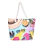 Printed Canvas Women's Tote Bags, with Handle, Shoulder Bags for Shopping, Rectangle, Orange, 35cm