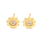 Brass Micro Pave Clear Cubic Zirconia Stud Earrings for Women, Lead Free & Cadmium Free, Sun, Real 18K Gold Plated, 10mm