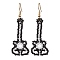 Glass Seed Bead Guitar Dangle Earrings, Golden, Black, 58x20mm