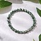 Natural Green Spot Jasper Round Beaded Stretch Bracelets for Women Men, Inner Diameter: 2-1/8 inch(5.3cm), Beads: 6.5mm