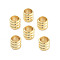 Brass European Beads, Large Hole Beads, Cadmium Free & Lead Free, Grooved Beads, Column, Real 24K Gold Plated, 6x5.5mm, Hole: 4mm