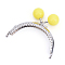 Iron Purse Frame Handle with Solid Color Acrylic Beads, for Bag Sewing Craft Tailor Sewer, Yellow, 68x85~87x11mm, Hole: 1.5mm