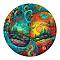 Wooden Puzzles, Children Intelligence Toys, Flat Round with Tree of Life, Colorful, 280mm