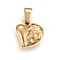 304 Stainless Steel Pendants, Hammered, Puffed Heart with Bumpy, Golden, 14x13.5x5.5mm, Hole: 7x4.5mm