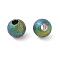 Titanium Beads, Round, Textured, Rainbow Color, 3x2.8mm, Hole:1mm