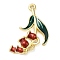 Alloy Enamel Pendants, Long-Lasting Plated, Golden, Flower Charm, Brown, 29.5x21x3.5mm, Hole: 1.6mm