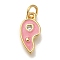 Rack Plating Brass Micro Pave Cubic Zirconia Pendants, with Enamel, Cadmium Free & Lead Free, Long-Lasting Plated, Real 18K Gold Plated, Heart, Hot Pink, 15x7x2mm, Hole: 3mm