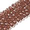 Transparent Glass Beads, Faceted(32 Facets), Round, Sienna, 8mm, Hole: 1mm, about 65~67pcs/strand, 49~50cm