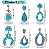 ANATTASOUL 6 Pairs 6 Style Synthetic Turquoise Teardrop & Arch Flower Dangle Stud Earrings EJEW-AN0001-10-2