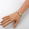 Colourful Synthetic Turquoise Peace Sign Stretch Bracelets for Kids X-BJEW-JB01392-3