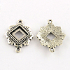 Tibetan Style Flower Alloy  Cabochon Connector Open Back Settings TIBEP-S290-08AS-RS-1