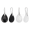 ANATTASOUL 2 Pairs 2 Style Natural Quartz Crystal & Black Agate Teardrop Dangle Earrings with Brass Pins for Women EJEW-AN0004-41-1