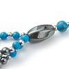 Non-Magnetic Synthetic Hematite & Turquoise Beades 3 Layer Necklaces NJEW-H307-01C-3