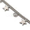 Brass Star & Glass Flat Round Charm Bracelets with Curb Chains NJEW-R263-25P-2