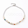 Nuggets ABS Plastic Imitation Pearl Beaded Necklaces NJEW-JN03290-01-1