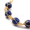 Natural Lapis Lazuli Wrapped Bracelets BJEW-A122-10A-2
