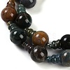 Natural Indian Agate 3-Hole Guru Beads Strands G-H064-E02-01-4