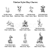 100Pcs 10 Style Tibetan Style Alloy Bunny Pendants TIBEP-CJ0001-72-2