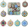 40Pcs 8 Style Alloy Printed Pendants PALLOY-SZ0001-34-1