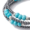 Non-magnetic Synthetic Hematite Bead & Synthetic Turquoise Bangle Making BJEW-JB10990-3