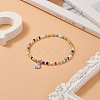 Colorful Seed Beaded Stretch Bracelet with Brass Charms for Women BJEW-JB09218-02-2