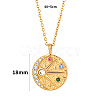 Golden Stainless Steel Micro Pave Cubic Zirconia Pendant Necklaces UF9683-1-2