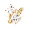 Square Brass Micro Pave Clear Cubic Zirconia Adjustable Rings RJEW-U009-03B-G-1