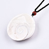 Natural Shell Fossil Pendant Necklaces NJEW-S421-003-4