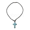 Synthetic Non-Magnetic Hematite Cross Pendant Necklaces for Women Men NJEW-E097-01-3