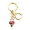 Fortune Cat Porcelain Pendant Keychain KEYC-G064-02F-1