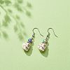 Synthetic Magnesite Skull with Acrylic Beaded Dangle Earrings EJEW-JE05054-01-3
