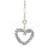 Heart Natural Aquamarine Chip Pendant Drcorations HJEW-JM01651-02-1