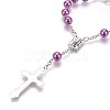 Glass Imitation Pearl Rosary Bead Bracelaets for Easter BJEW-WH0007-01-3