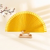 Spanish Solid Color Bamboo with Paper Folding Fan PW-WGF3F0E-03-1