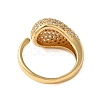 Teardrop Brass Micro Pave Clear Cubic Zirconia Open Cuff Rings for Women RJEW-A046-07G-3