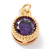 Real 18K Gold Plated Brass Inlaid Cubic Zirconia Charms ZIRC-L100-081G-03-2