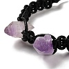 Natural Amethyst Nugget Braided Beaded Bracelet with Leather Rope BJEW-R312-01-2