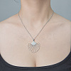 201 Stainless Steel Hollow Shell Pendant Necklace NJEW-OY002-16-2
