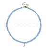 2Pcs 2 Style Moon & Star Brass & Glass Seed Beaded Necklace Set for Women NJEW-JN04394-4