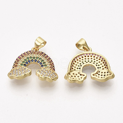 Golden Plated Brass Micro Pave Cubic Zirconia Pendants ZIRC-T012-28G-1