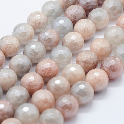 Electroplated Natural Imitation Sunstone Gemstone Beads Strands G-G749-06B-10mm-1