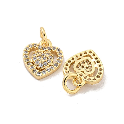 Brass Micro Pave Cubic Clear Zirconia Charms KK-Z044-23G-1