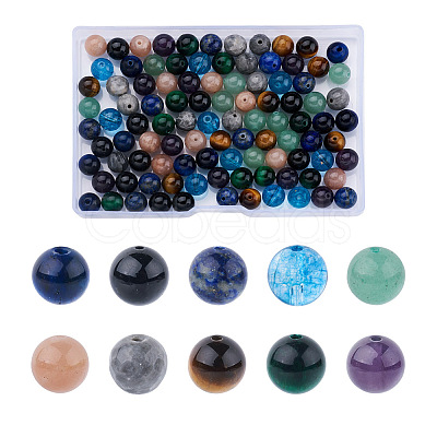 Kissitty 100Pcs 10 Style Natural Gemstone Beads G-KS0001-04-1